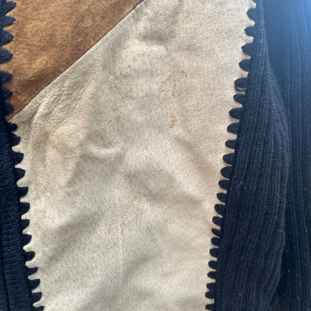 Designers Studio Originals Sweater Leather Suede Patchwork Zip Y2K Retro Women L - Picture 2 of 7